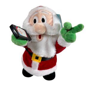 Gemmy Santa Claus Musical Plush Phone Flashes Dances Let Me Take A Selfie NEW